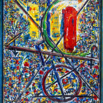 Painting titled "Hermaphrodite confl…" by Jose Antonio Salvador Corrales Moreno, Original Artwork, Acrylic Mounted on Wood S…