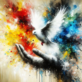 제목이 "Freedom in Colors d…"인 디지털 아트 Lee Eggstein로, 원작, 아크릴 나무 들것 프레임에 장착됨