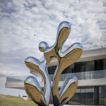 Sculptuur getiteld "Harmony in Flux#5(L…" door Daniel Kei Wo, Origineel Kunstwerk, Roestvrij Staal