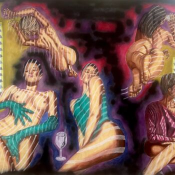 Peinture intitulée "Dance of Shadows II" par Hüseyin Ak, Œuvre d'art originale, Huile
