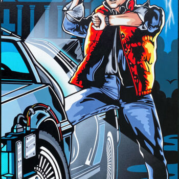 Malerei mit dem Titel "Marty McFly" von Jamie Lee, Original-Kunstwerk, Acryl Auf Keilrahmen aus Holz montiert
