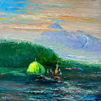 "Camping on Halaktyr…" başlıklı Tablo Evgeniya Polyudova tarafından, Orijinal sanat, Petrol Ahşap Sedye çerçevesi üzerine mo…
