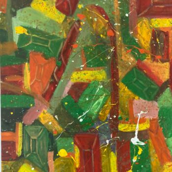 Painting titled "Domino’s Colors" by Sandy Madar, Original Artwork, Acrylic