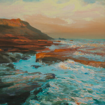 Painting titled "EARLY TIDE, BALCARY" by Kevan Mcginty, Original Artwork, Acrylic Mounted on Wood Panel