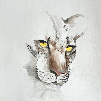 Malerei mit dem Titel "Dans l'oeil du jagu…" von Françoise Spineux, Original-Kunstwerk, Aquarell