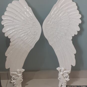 Γλυπτική με τίτλο "Baroque Wings" από Annelize Hartley, Αυθεντικά έργα τέχνης, Ξύλο