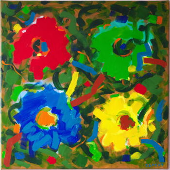 Malerei mit dem Titel "Pop Flower Store" von Detlef Lemme (Farbenkugel), Original-Kunstwerk, Acryl