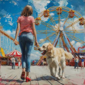 Pittura intitolato "Walk at the Pier" da Yass, Opera d'arte originale, Olio