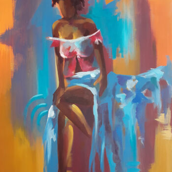 「Faceless curvy model」というタイトルの絵画 Alex Mensahによって, オリジナルのアートワーク, アクリル