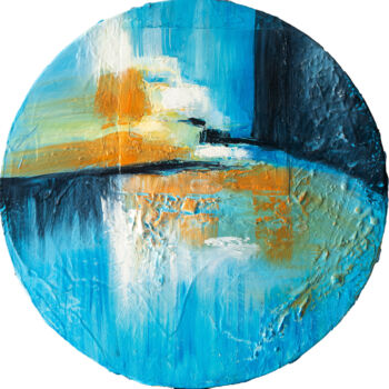 Painting titled "Au bout de la jetée" by Françoise Dugourd-Caput, Original Artwork, Oil Mounted on Wood Stretcher frame