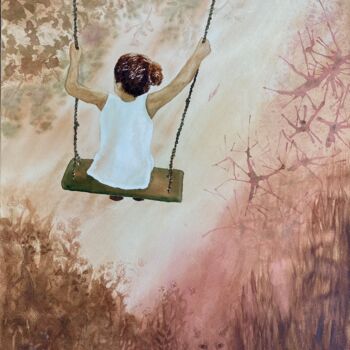 Malerei mit dem Titel "Swing high" von Afke Van Mansum, Original-Kunstwerk, Aquarell