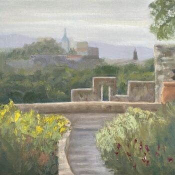 Malarstwo zatytułowany „View on Avignon” autorstwa Afke Van Mansum, Oryginalna praca, Olej Zamontowany na Panel drewniany