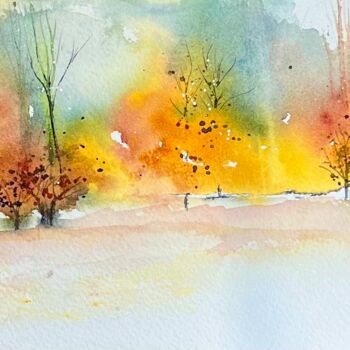 Painting titled "Sologne en Octobre" by Françoise Spineux, Original Artwork, Watercolor