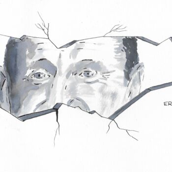 Dessin intitulée "Que regarde Bourvil…" par Eric Audry, Œuvre d'art originale, Encre