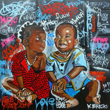 Painting titled "KIDS 1" by Wojciech Bąbski, Original Artwork, Acrylic