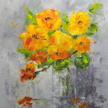 Malerei mit dem Titel "Pavots d’Espagne" von R Devarrewaere, Original-Kunstwerk, Öl Auf Keilrahmen aus Holz montiert