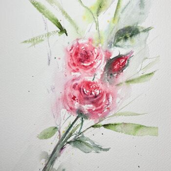 Malerei mit dem Titel "Je t'aime" von Françoise Spineux, Original-Kunstwerk, Aquarell
