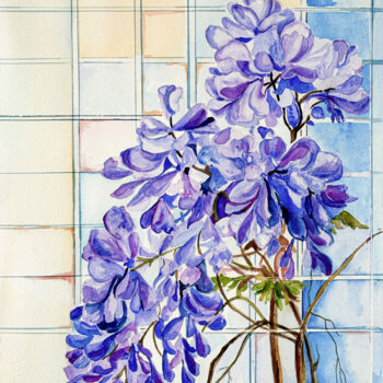 Pintura intitulada "Light Purple Wister…" por Irina Kurganskaya, Obras de arte originais, Aquarela