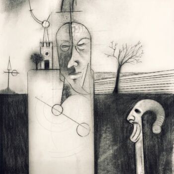 Drawing titled "The Mechanical Oper…" by Wilf Tilley, Original Artwork, Conté