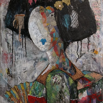 Ζωγραφική με τίτλο "SERIE GEISHA 00090" από Josep Pozo, Αυθεντικά έργα τέχνης, Ακρυλικό Τοποθετήθηκε στο Ξύλινο πάνελ