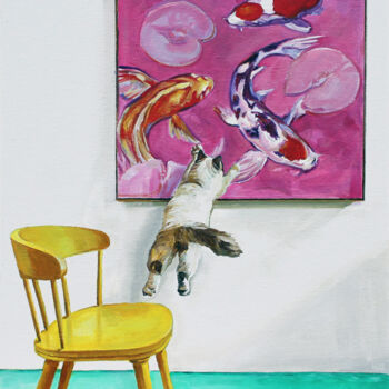 제목이 "Gallery Cat #4"인 미술작품 Timothy Matthews로, 원작, 기름 판지에 장착됨