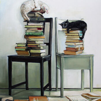 Ζωγραφική με τίτλο "Literately Lazy #9" από Timothy Matthews, Αυθεντικά έργα τέχνης, Λάδι Τοποθετήθηκε στο Χαρτόνι