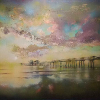 Peinture intitulée "Sunset over Pier" par Viktorija Bulava Viktorija Bulava, Œuvre d'art originale, Acrylique Monté sur Châs…