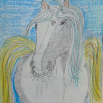 Рисунок под названием "Pegasus" - Antonio Silvestro, Подлинное произведение искусства, Пастель