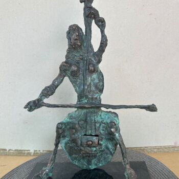 Sculpture titled "Cellist" by Erno Toth, Original Artwork, Bronze