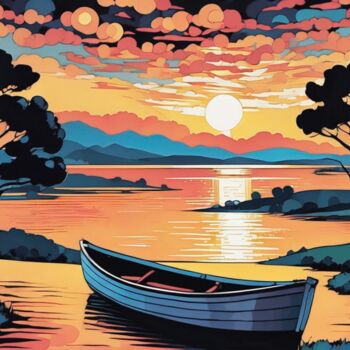 제목이 "Calm Reflections"인 미술작품 Elina Kharitonova로, 원작, 아크릴 나무 들것 프레임에 장착됨