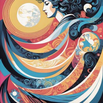 Peinture intitulée "Lunar Goddess" par Elina Kharitonova, Œuvre d'art originale, Acrylique Monté sur Châssis en bois