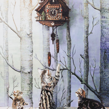 제목이 "Cuckoo Kitty #2"인 미술작품 Timothy Matthews로, 원작, 기름 판지에 장착됨