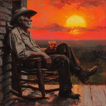 Painting titled "Sunset in Wild West" by Yass, Original Artwork, Oil