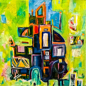 Peinture intitulée "Greens Life" par Mahmoud Elmardi, Œuvre d'art originale, Acrylique
