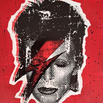 Collages titled "BOWIE Stardust" by Sohan_street, Original Artwork, Collages Mounted on Aluminium