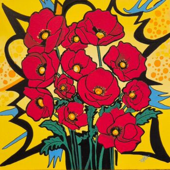 Malerei mit dem Titel "Coquelicots" von Flore Gauthier-Thomas (D'Art Va Flor), Original-Kunstwerk, Acryl