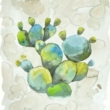 Pittura intitolato "Watercolor cactus 2" da Irina Anis, Opera d'arte originale, Acquarello