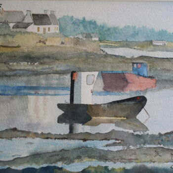 Peinture intitulée "paysage breton" par Martine Gaurand, Œuvre d'art originale, Aquarelle Monté sur Carton