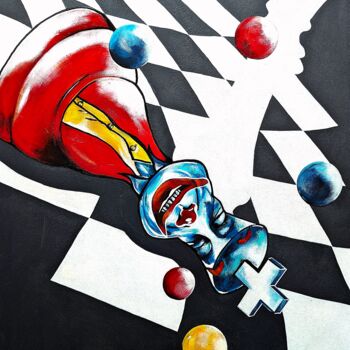 Schilderij getiteld "ERSATZSPIELER" door Ute Kleist, Origineel Kunstwerk, Acryl