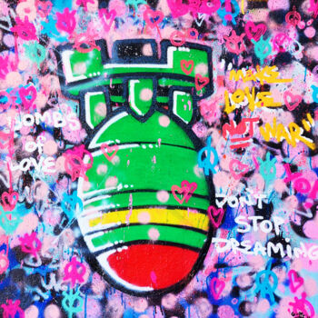 Pintura titulada "BOOOM! make Love no…" por Giuseppe Valia, Obra de arte original, Pintura al aerosol Montado en Bastidor de…