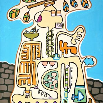 「Blowing off」というタイトルの絵画 Inke Bemelmansによって, オリジナルのアートワーク, アクリル