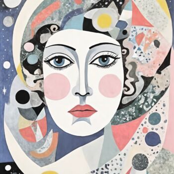 Painting titled "A woman in a hat wi…" by Asel, Original Artwork, Acrylic Mounted on Wood Stretcher frame