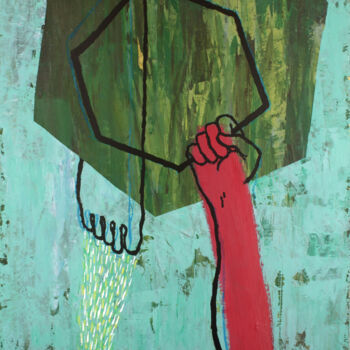 Painting titled "El Artista en el Es…" by Jesus Tejedor, Original Artwork, Acrylic Mounted on Wood Stretcher frame