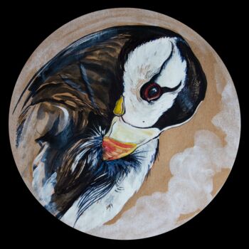 Painting titled "bird portrait:4" by Merve Gürlek, Original Artwork, Watercolor