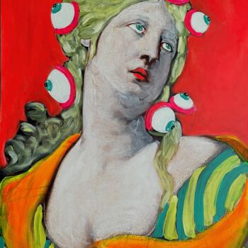Peinture intitulée "Stripes and Eyeballs" par Tracy Brown, Œuvre d'art originale, Acrylique