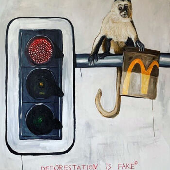 Peinture intitulée "Deforestation is fa…" par Gabriel Grecco, Œuvre d'art originale, Acrylique