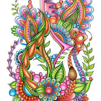 Drawing titled "Zentangle Magical f…" by Viktoriya Crichton, Original Artwork, Conté