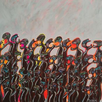 Painting titled "Nématoïdes des plai…" by Delphine Dessein, Original Artwork, Acrylic Mounted on Wood Stretcher frame