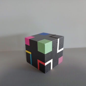 Sculpture titled "Cube m" by Luis Medina, Original Artwork, Wood