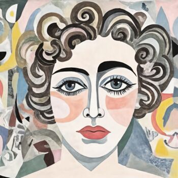 Malerei mit dem Titel "Woman with a Pearl…" von Asel, Original-Kunstwerk, Acryl Auf Keilrahmen aus Holz montiert